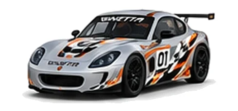 Ginetta G40 Junior in Silver with custom vinyl graphics, front three-quarter view.