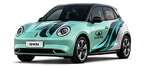 Great Wall Motors ORA 03 in Aurora Green with custom vinyl graphics, front three-quarter view.
