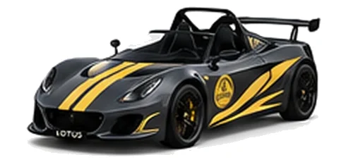 Lotus 2-Eleven in Shadow Grey with contrasting flowing vinyl side graphics and bonnet stripes, front three-quarter view on a white background.