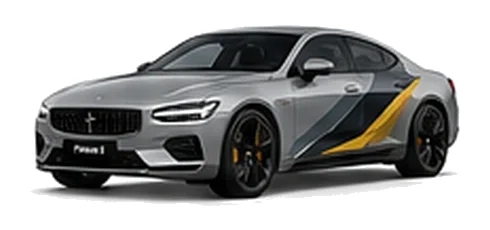 Polestar Polestar 1 in Magnesium with custom vinyl graphics, front three-quarter view.