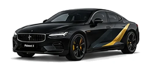 Polestar Polestar 1 in Midnight with custom vinyl graphics, front three-quarter view.