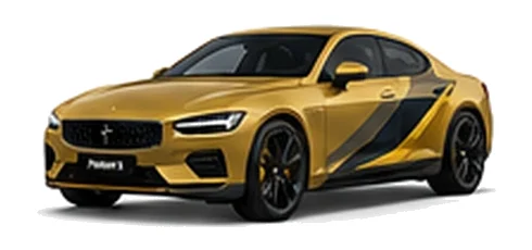 Polestar Polestar 1 in Jupiter with custom vinyl graphics, front three-quarter view.