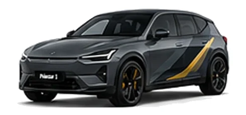 Polestar Polestar 3 in Thunder with custom vinyl graphics, front three-quarter view.
