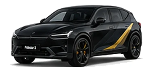 Polestar Polestar 3 in Midnight with custom vinyl graphics, front three-quarter view.