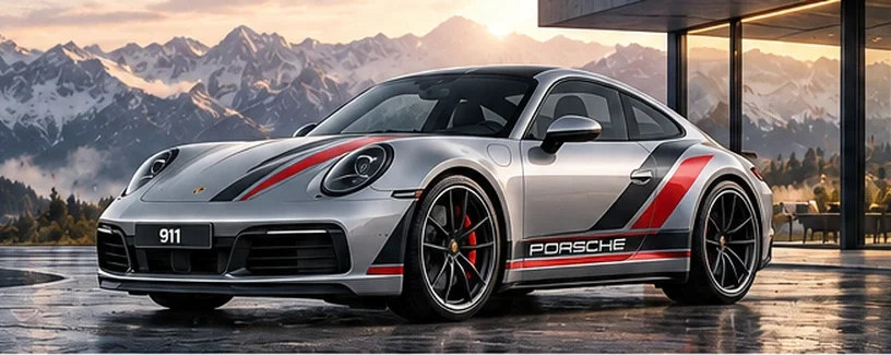 Porsche with custom vinyl graphics