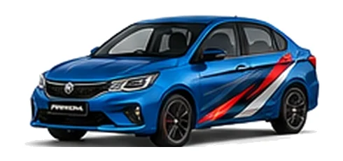 Proton Persona in Cobalt Blue with custom vinyl graphics, front three-quarter view.