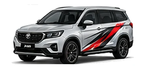 Proton X30 in Sterling Silver with custom vinyl graphics, front three-quarter view.