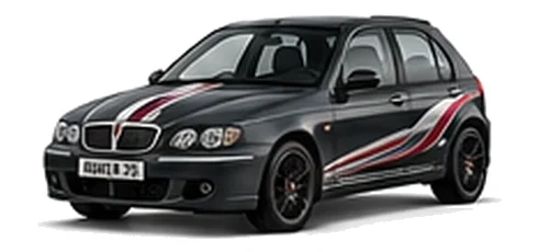 Rover Rover 25 in Anthracite with custom vinyl graphics, front three-quarter view.
