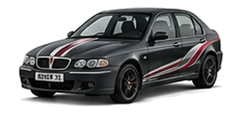 Rover Rover 45 in Anthracite with custom vinyl graphics, front three-quarter view.