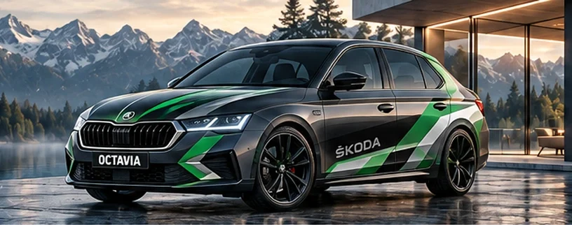 Škoda with custom vinyl graphics