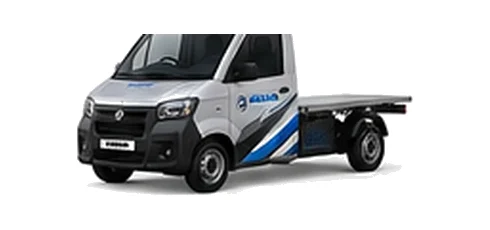 Aixam Chassis Cab in silver with custom van vinyl graphics, front three-quarter view.