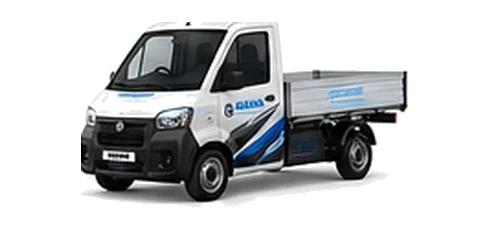Aixam D-Truck Dropside in white with custom van vinyl graphics, front three-quarter view.