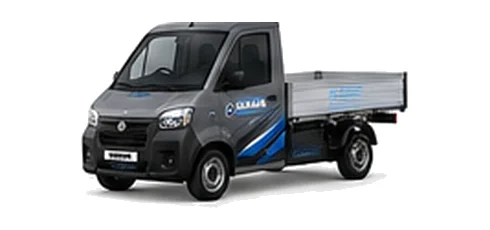 Aixam D-Truck Dropside in grey with custom van vinyl graphics, front three-quarter view.