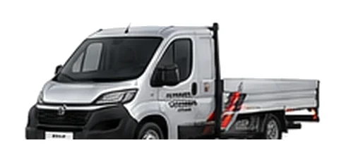 Citroen Relay Low Loader in silver with custom van vinyl graphics, front three-quarter view.