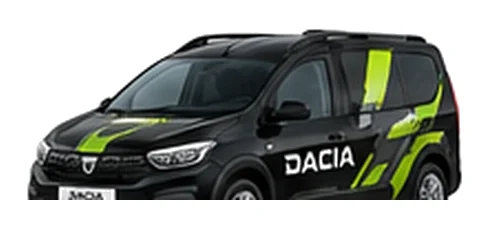 Dacia Jogger Cargo in black with custom van vinyl graphics, front three-quarter view.
