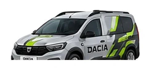 Dacia Jogger Cargo in silver with custom van vinyl graphics, front three-quarter view.
