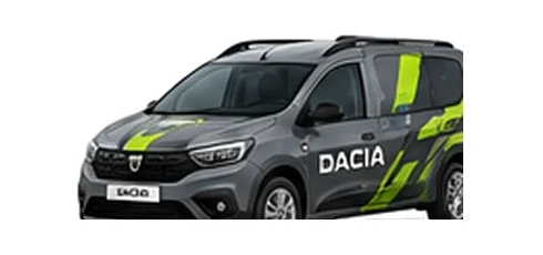 Dacia Sandero Van in grey with custom van vinyl graphics, front three-quarter view.
