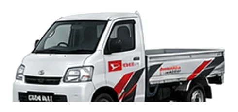 Daihatsu Gran Max Pick-up in white with custom van vinyl graphics, front three-quarter view.