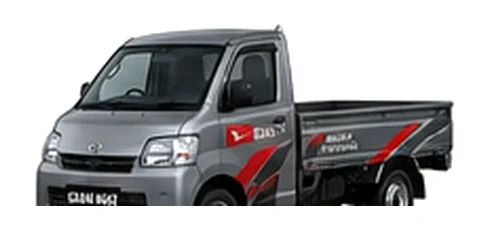 Daihatsu Gran Max Pick-up in grey with custom van vinyl graphics, front three-quarter view.