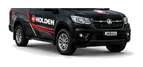 Holden Colorado in black with custom van vinyl graphics, front three-quarter view.