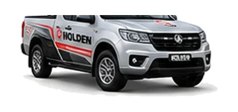 Holden Colorado in silver with custom van vinyl graphics, front three-quarter view.
