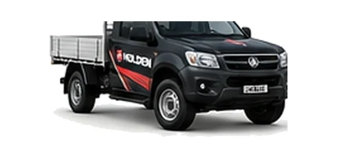 Holden Colorado Cab Chassis in black with custom van vinyl graphics, front three-quarter view.
