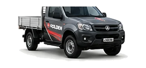 Holden Colorado Cab Chassis in grey with custom van vinyl graphics, front three-quarter view.