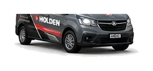 Holden Combo Cargo in grey with custom van vinyl graphics, front three-quarter view.