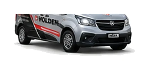 Holden Combo Cargo in silver with custom van vinyl graphics, front three-quarter view.