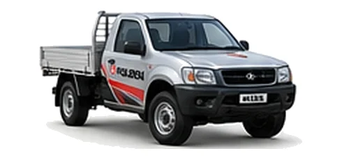 Holden Rodeo Cab Chassis in silver with custom van vinyl graphics, front three-quarter view.