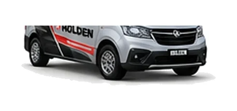 Holden Trafic in silver with custom van vinyl graphics, front three-quarter view.