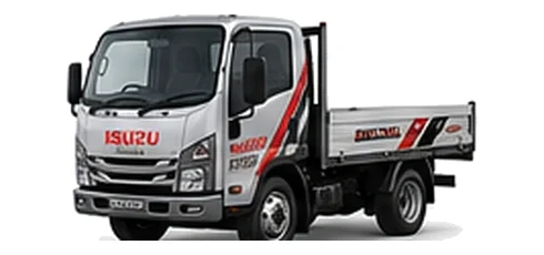 Isuzu Grafter in silver with custom van vinyl graphics, front three-quarter view.