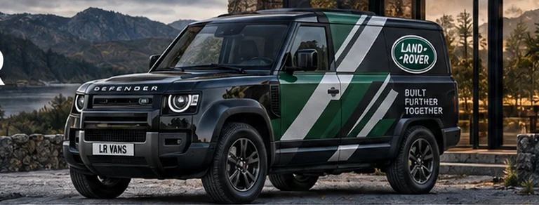 Land Rover van with custom vinyl graphics