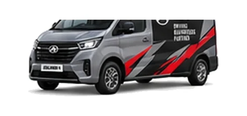 LDV Deliver 7 in grey with custom van vinyl graphics, front three-quarter view.