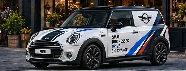 MINI van with custom vinyl graphics