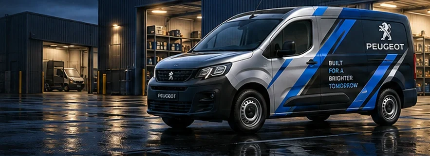 Peugeot van with custom vinyl graphics