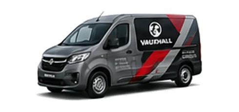 Vauxhall Combo Cargo in grey with custom van vinyl graphics, front three-quarter view.