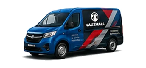 Vauxhall Combo Cargo in blue with custom van vinyl graphics, front three-quarter view.