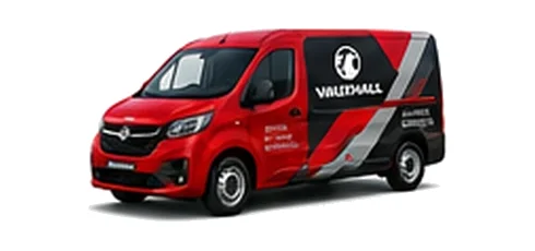 Vauxhall Combo Cargo in red with custom van vinyl graphics, front three-quarter view.