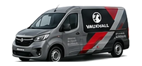 Vauxhall Combo Electric in grey with custom van vinyl graphics, front three-quarter view.