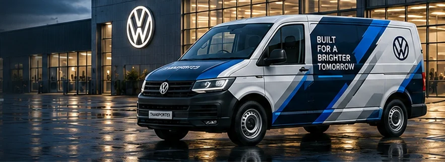 Volkswagen van with custom vinyl graphics