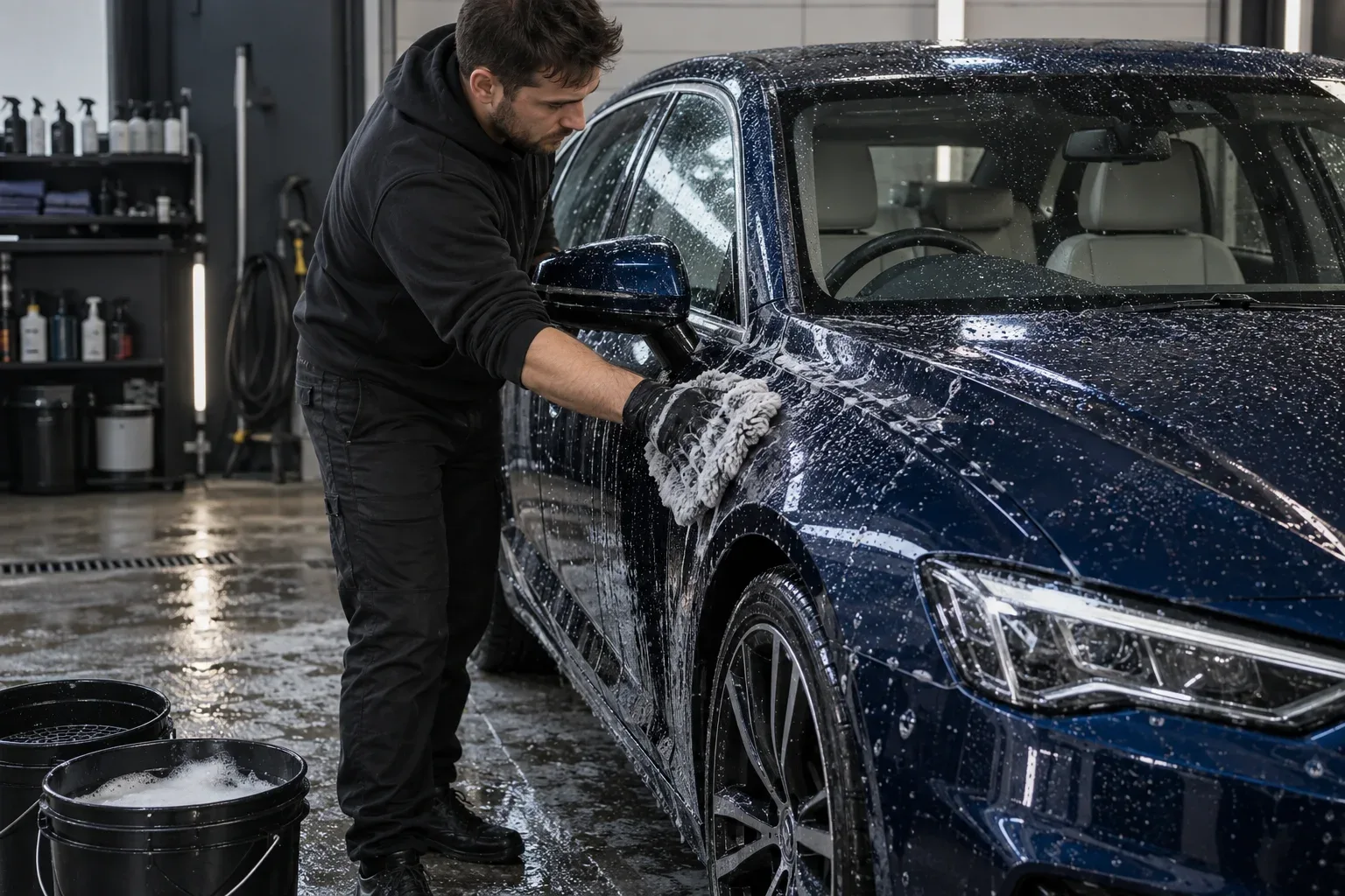 Freshly finished vehicle protected with a gloss-enhancing ceramic coating